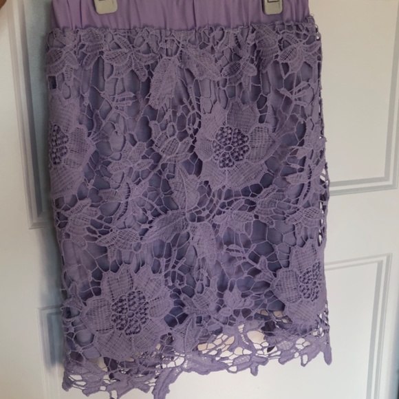Tobi Womens Crochet Lace Overlay Mini Skirt Lilac Purple Size XS - Picture 5 of 6